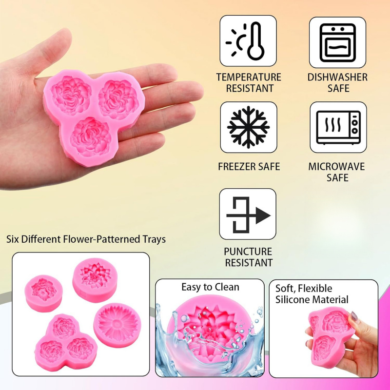 6 Hole 3D Floral Silicone Mold - Soap Making Kit Amazon ulasan dan harga