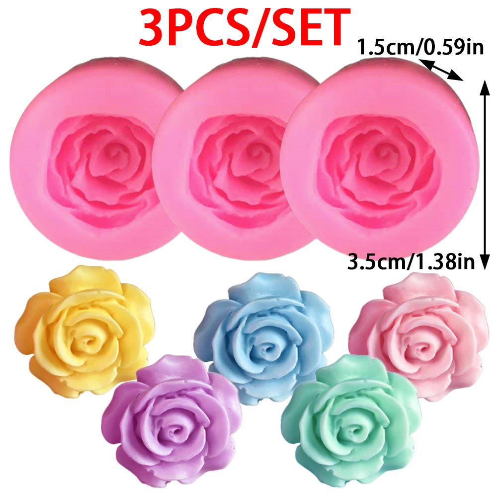3pcs 3D Rose Flower Silicone M - Soap Making Kit Amazon ulasan dan harga
