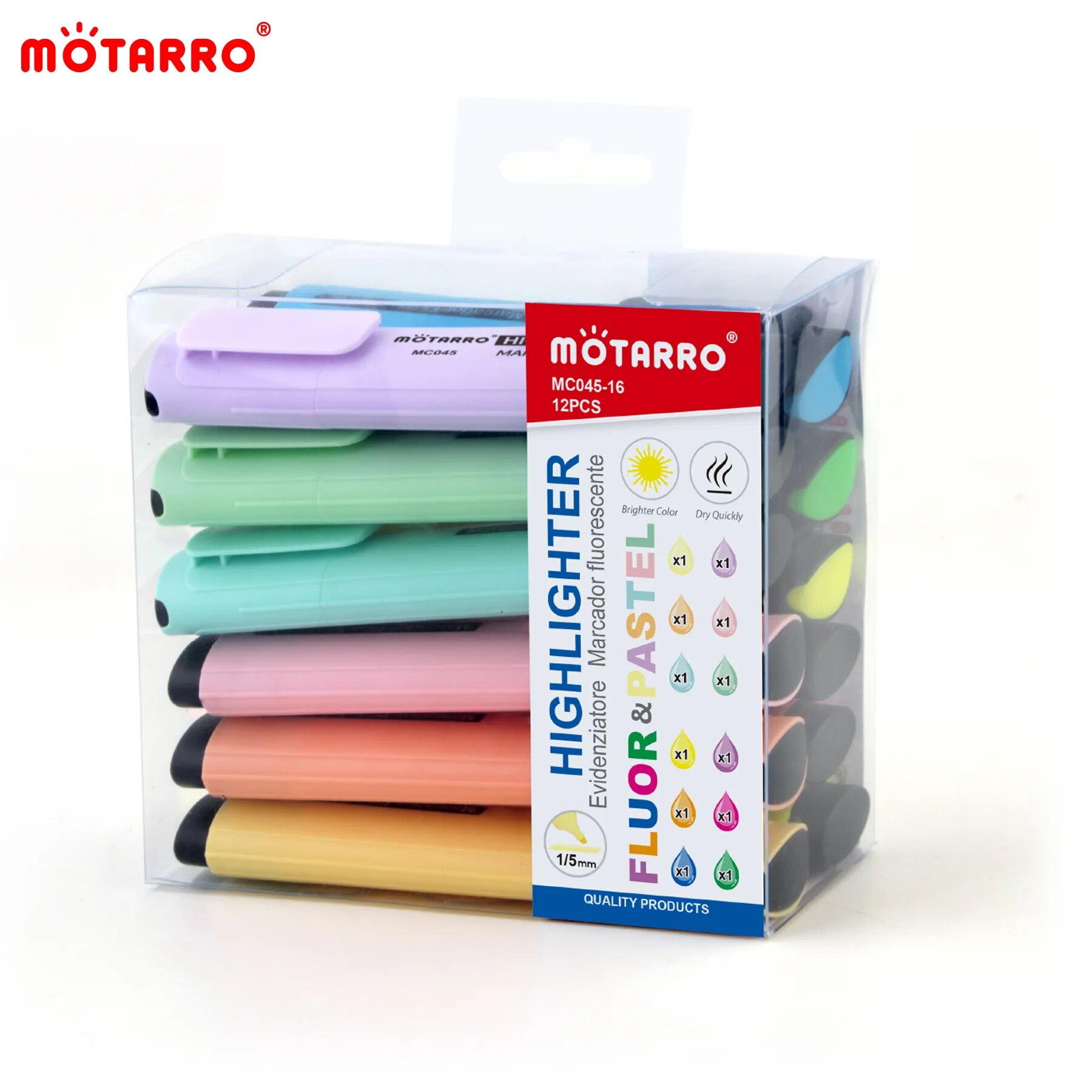 MOTARRO 12Pcs Pvc Box Markers  - Stabilo Marker Boss ulasan dan harga