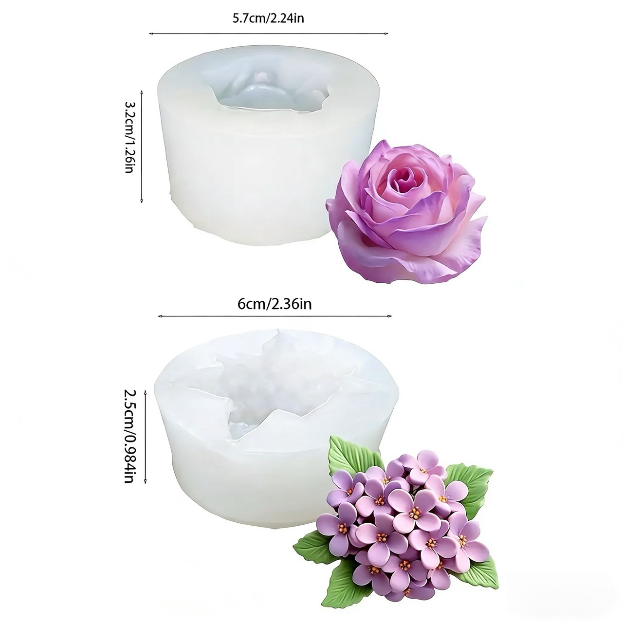2-Piece 3D Rose and Lilac Sili - Soap Making Recipes ulasan dan harga