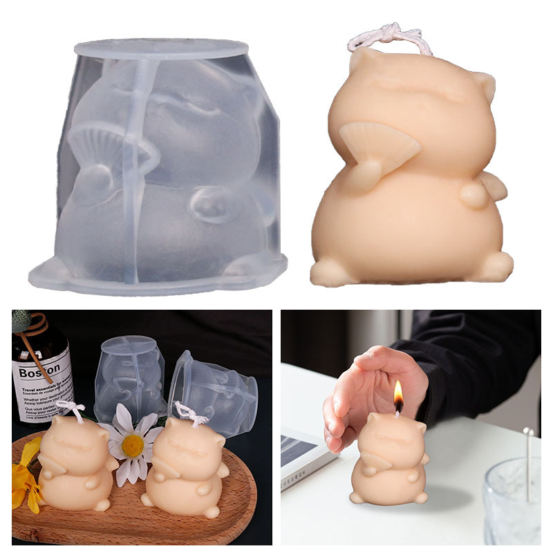 Cute Fat Cat Silicone Candle M - Soap Making Animal Fat ulasan dan harga