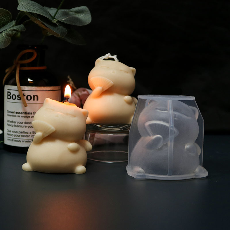 Cute Fat Cat Silicone Candle M - Soap Making Animal Fat ulasan dan harga